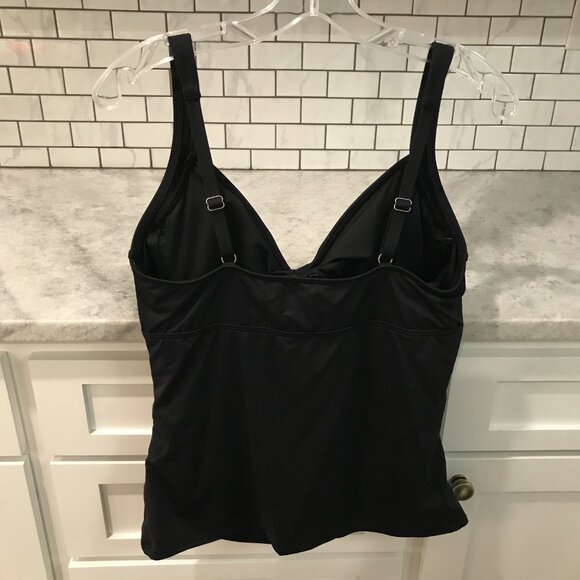 Lands End Tankini Swimsuit Top Womens 12 Long Black Adjustable Straps Swimwear - Picture 5 of 9